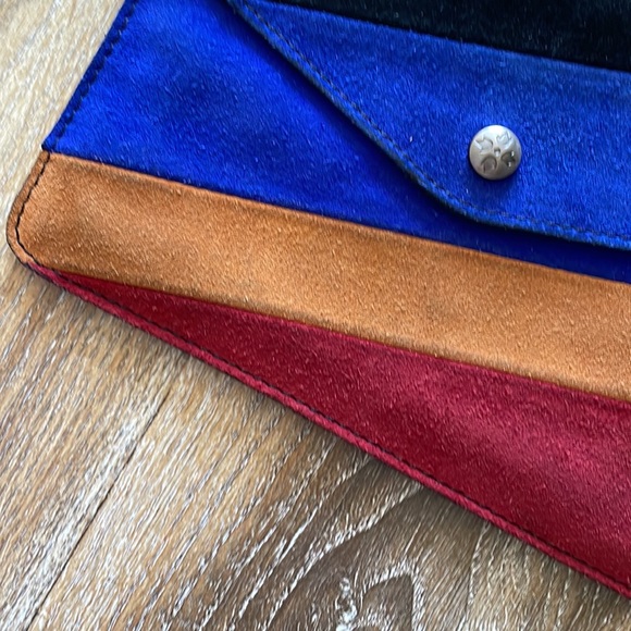 Patricia Nash Suede Patchwork Stripe Flap Clutch - Picture 2 of 11